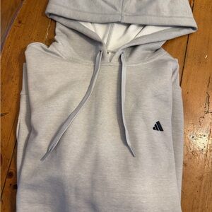 adidas Men’s Light Gray Hooded Sweatshirt with Black Logo